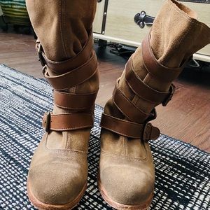 H by Hudson Keira distressed strap boots.